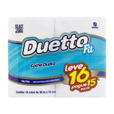 PAPEL HIGIENICO FDAQ "DUETTO FIT" NEUTRO 4 x 16 C/30M