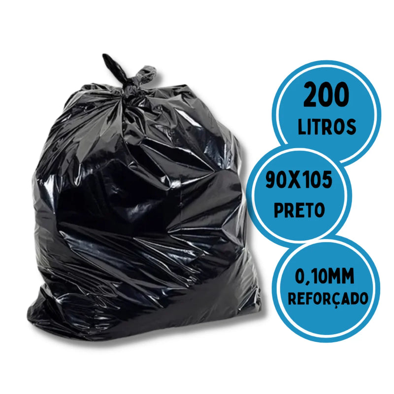 Saco para lixo Preto 200L reforçado 90x105